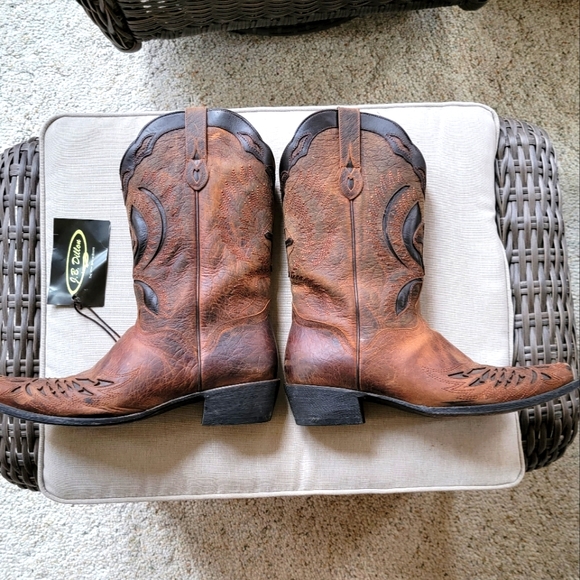 J B Dillon Brown Cross Cowboy Boots - Picture 4 of 11